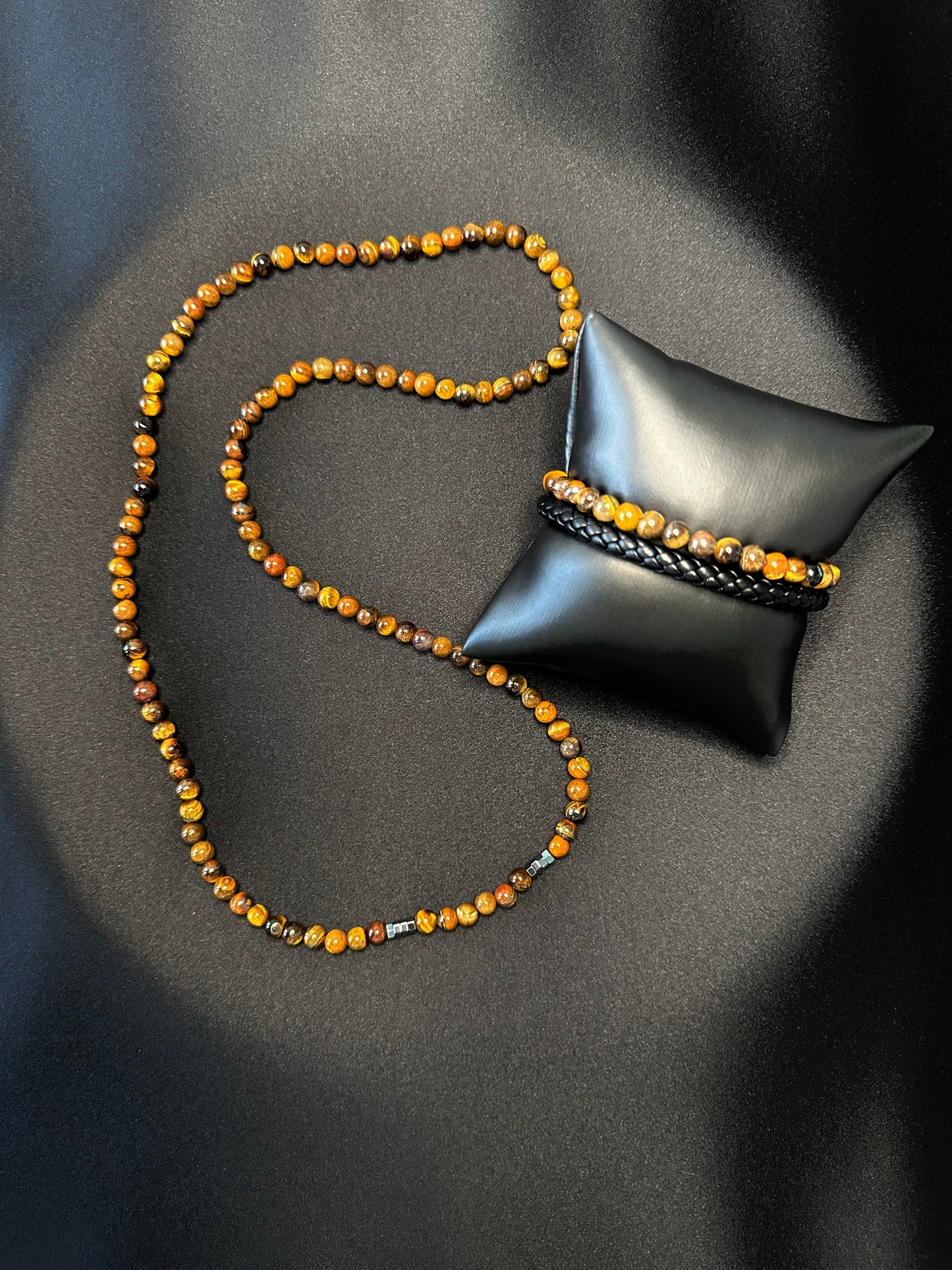 Ensemble bracelet et collier homme acier inoxydable couleur pierre Avjîn Paris Pîrzan