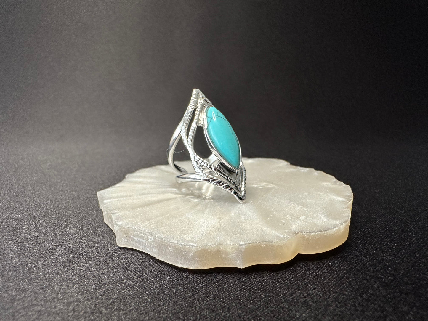 Bague femme acier inoxydable couleur argent et pierre turquoise Avjîn Paris Yezid
