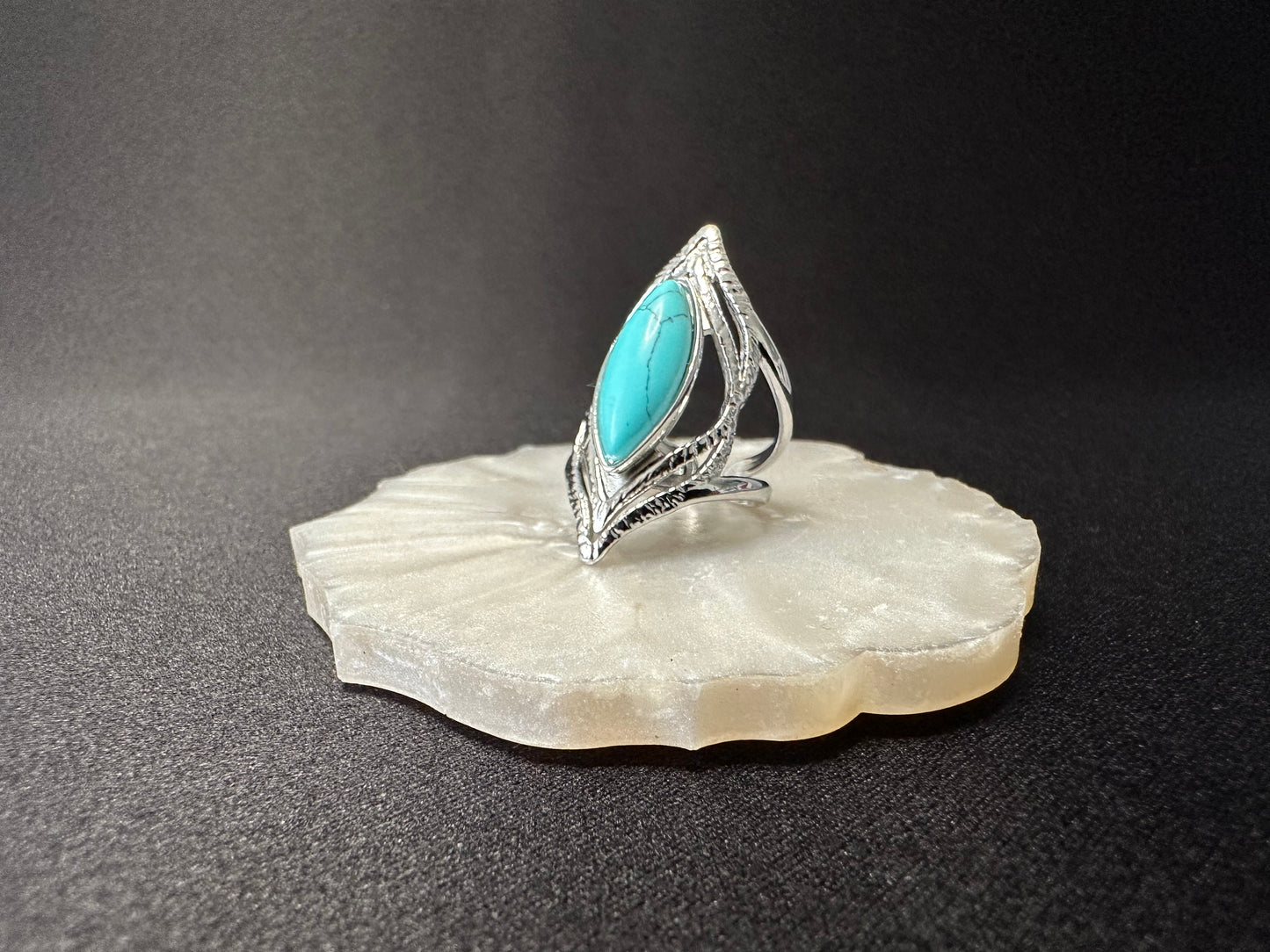 Bague femme acier inoxydable couleur argent et pierre turquoise Avjîn Paris Yezid