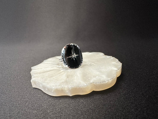 Bague femme acier inoxydable couleur argent et noir Avjîn Paris Stella