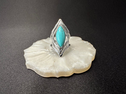 Bague femme acier inoxydable couleur argent et pierre turquoise Avjîn Paris Yezid