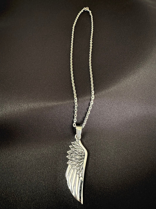 Collier en forme d'aile homme acier inoxydable couleur argent Avjîn Paris Zanîn